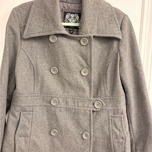Ladies Light Gray Double-Breasted P-Coat